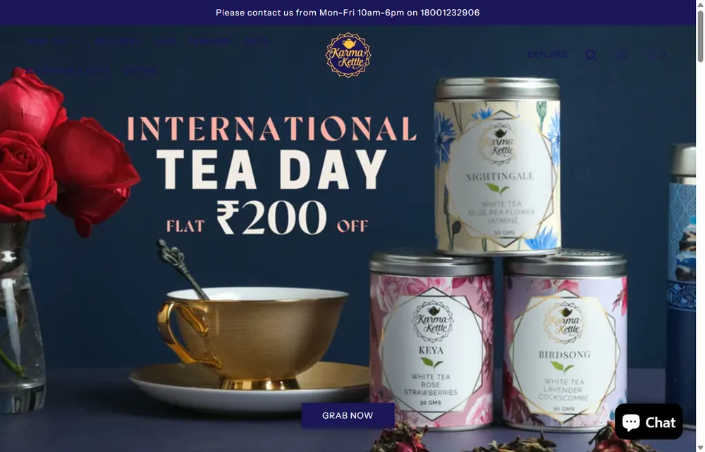 Karma Kettle Teas homepage, a Kolkata operator-led brand we admire (not a Digital Heroes client)