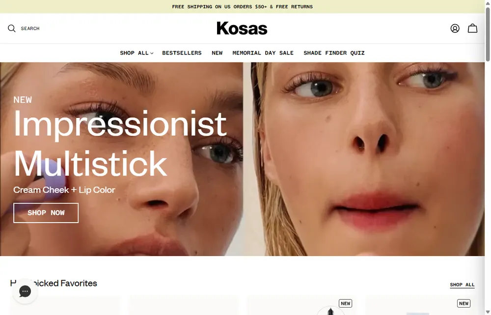 Kosas homepage, a Los Angeles operator-led brand we admire (not a Digital Heroes client)