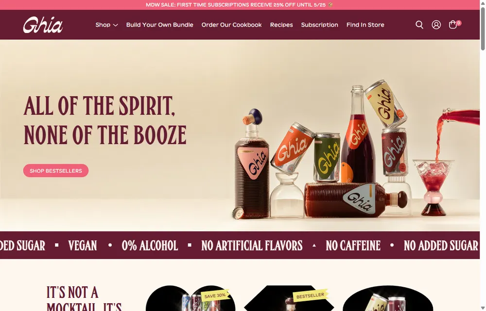 Ghia homepage, a New York operator-led brand we admire (not a Digital Heroes client)