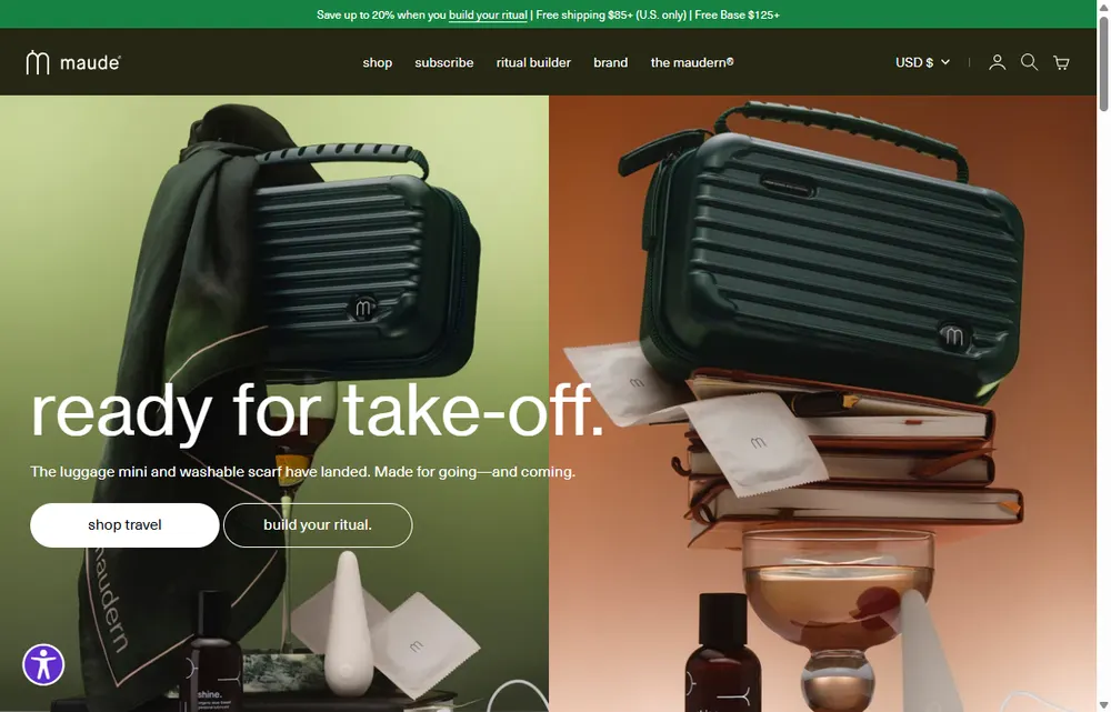 Maude homepage, a New York operator-led brand we admire (not a Digital Heroes client)