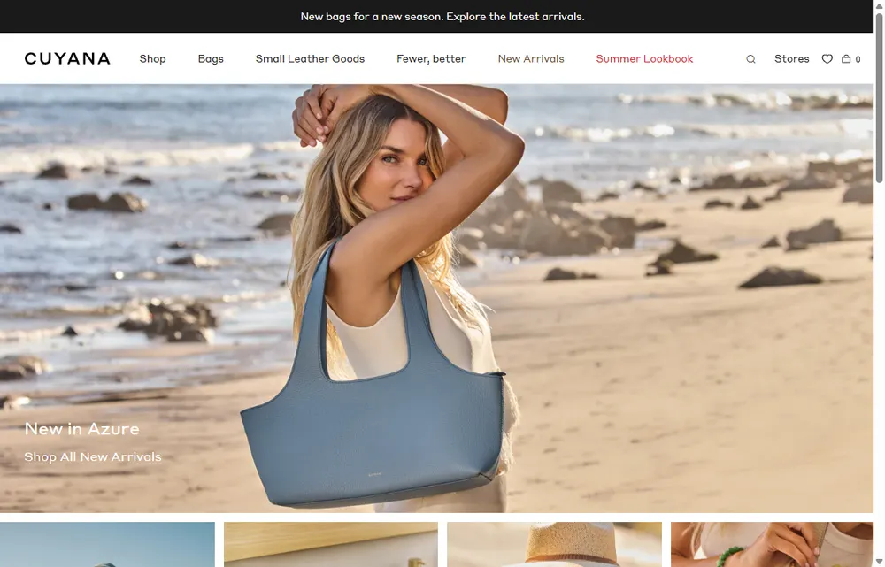 Cuyana homepage, a San Francisco operator-led brand we admire (not a Digital Heroes client)