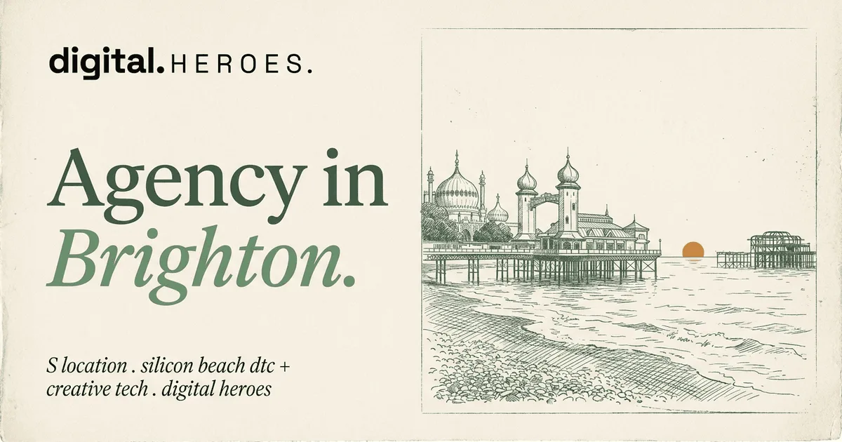 Palace Pier silhouette and Royal Pavilion domes over the seafront — Digital Heroes Shopify development for Brighton clients