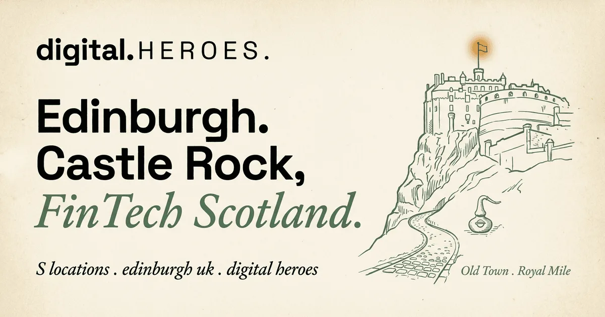 Edinburgh Castle on Castle Rock with Royal Mile cobblestones and a whisky still curl — Digital Heroes Shopify development for Edinburgh clients