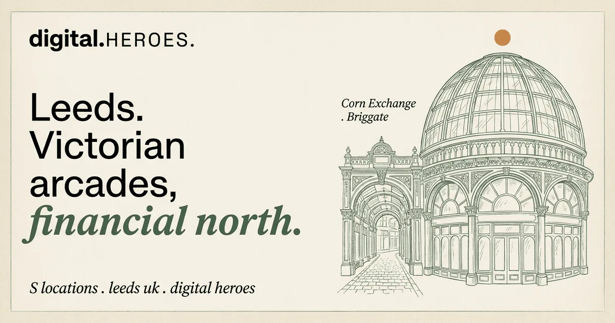 Leeds Corn Exchange Victorian glass-dome rotunda with arcade arch — Digital Heroes Shopify development for Leeds clients