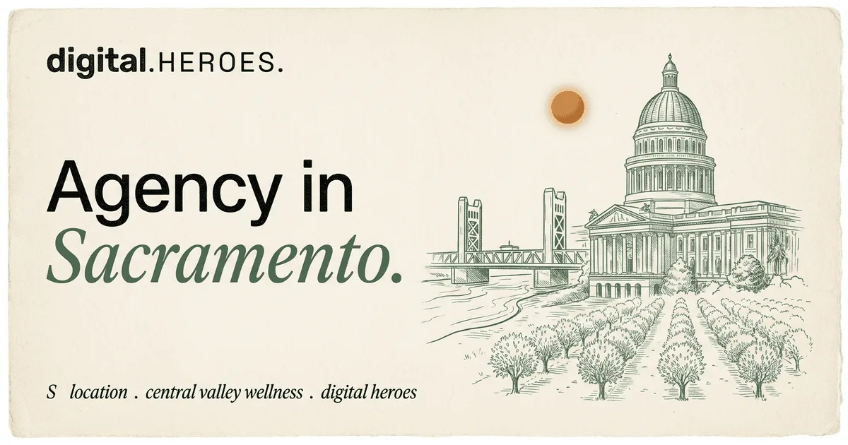 California State Capitol dome with Tower Bridge and almond grove — Digital Heroes Shopify development for Sacramento clients