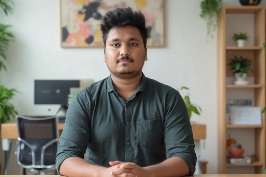 Shreyansh Singh at his desk in the Digital Heroes Lucknow office