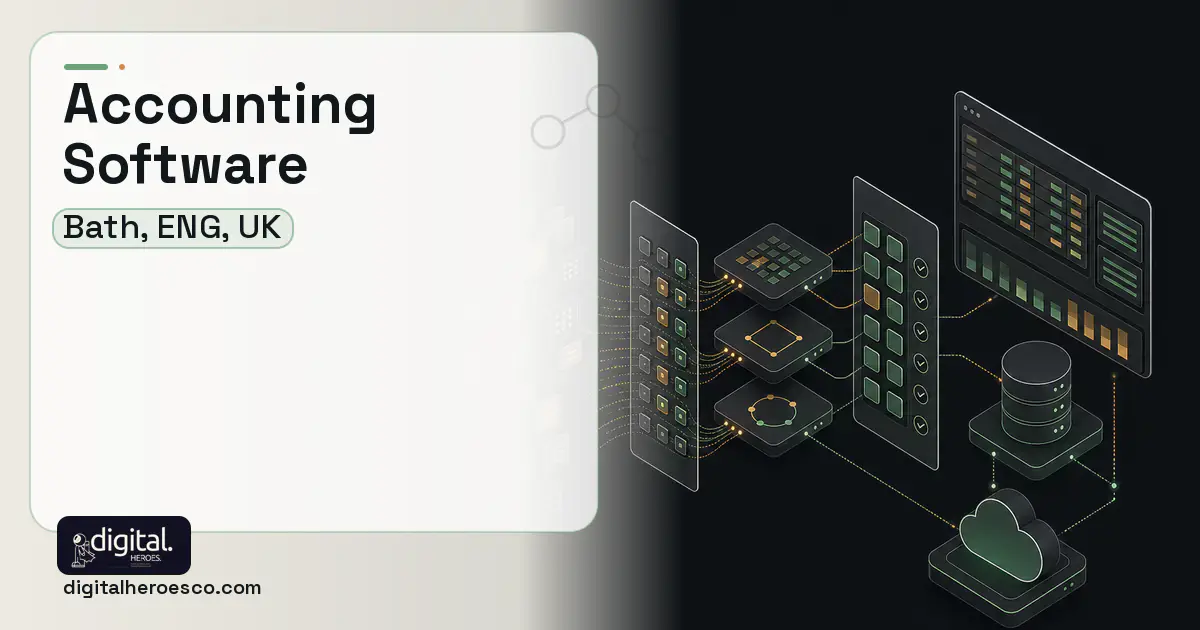 Accounting Software workflow illustration for Bath, ENG, UK.