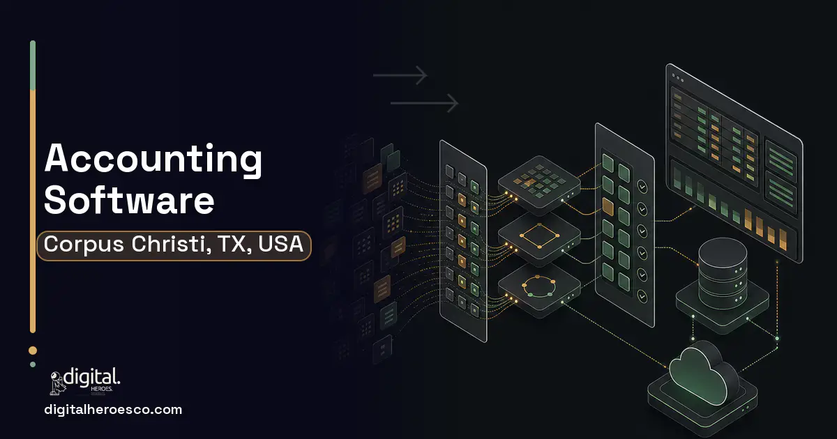 Accounting Software workflow illustration for Corpus Christi, TX, USA.