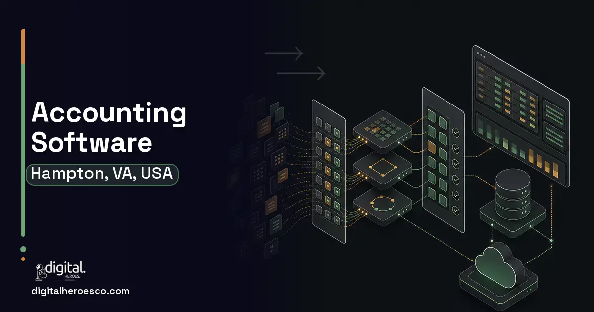 Accounting Software workflow illustration for Hampton, VA, USA.
