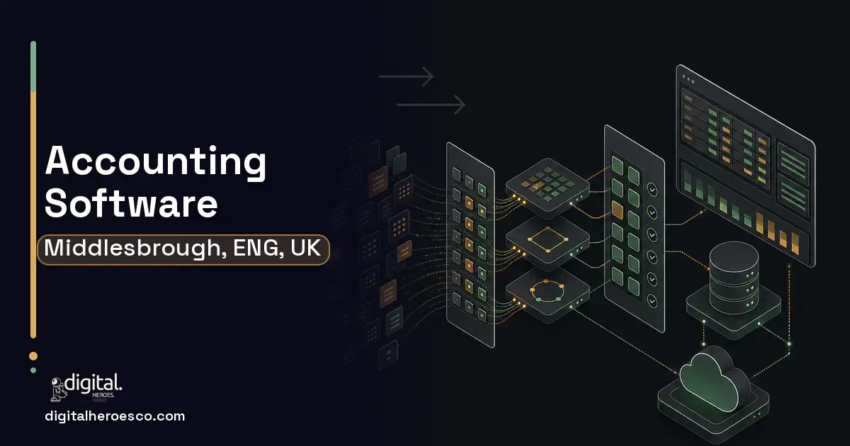 Accounting Software workflow illustration for Middlesbrough, ENG, UK.