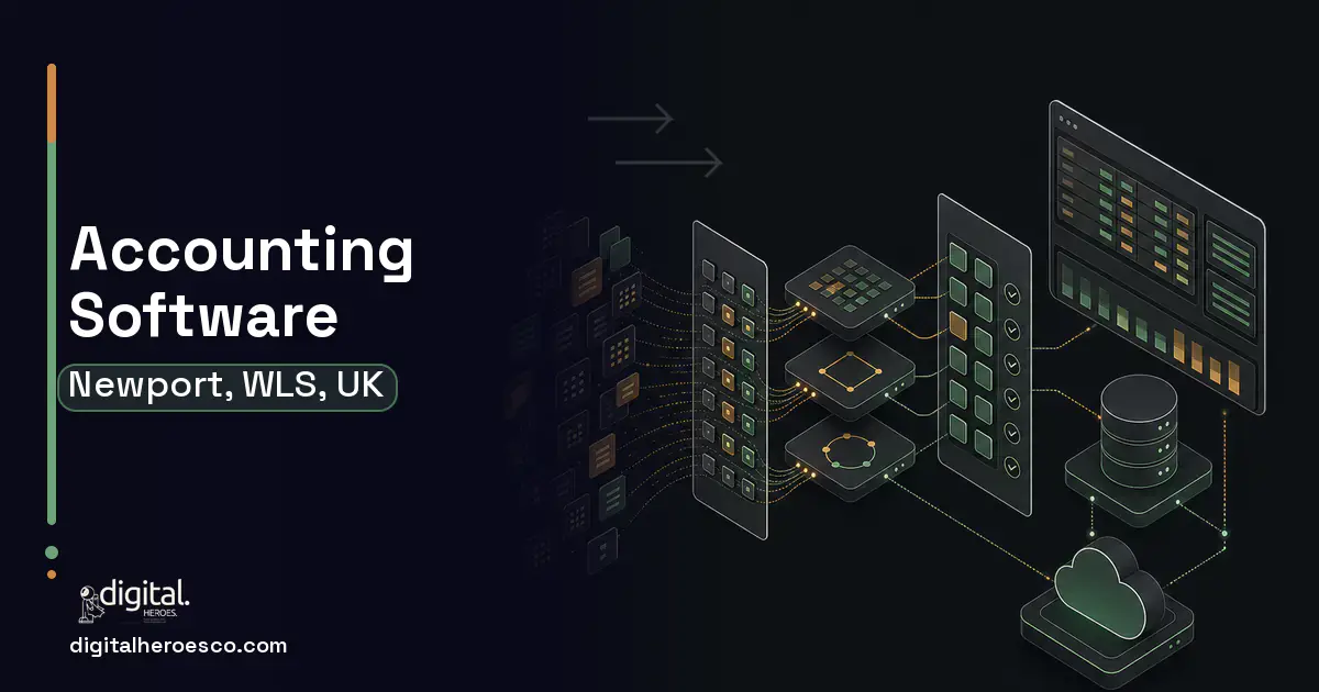 Accounting Software workflow illustration for Newport, WLS, UK.