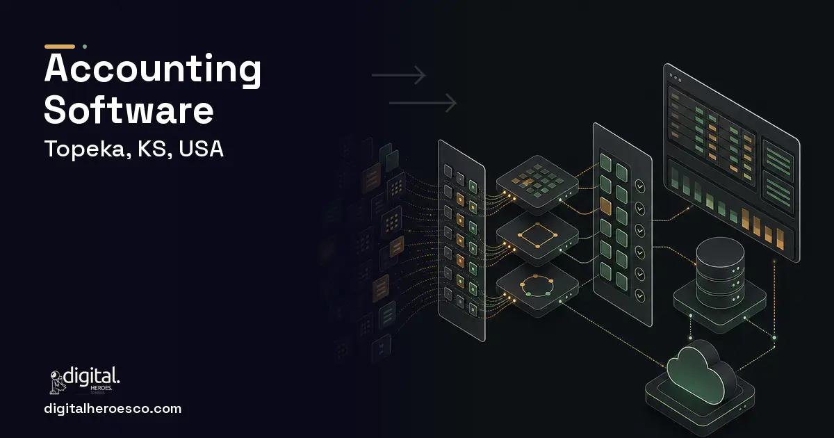 Accounting Software workflow illustration for Topeka, KS, USA.