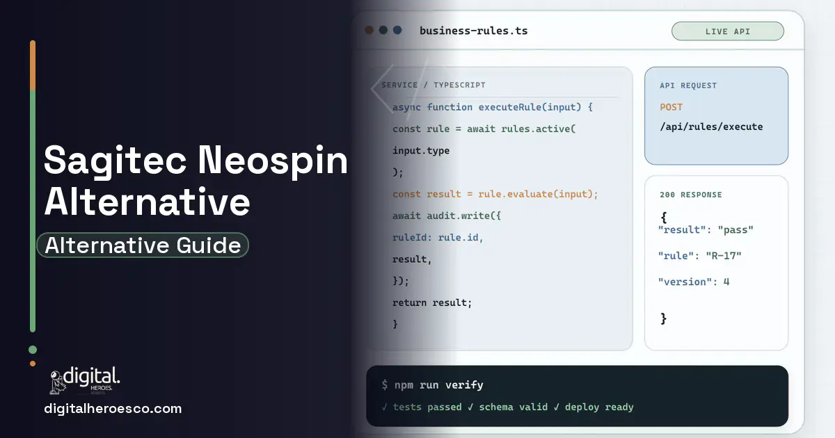Custom Software Development code editor and API illustration for Sagitec Neospin Alternative.