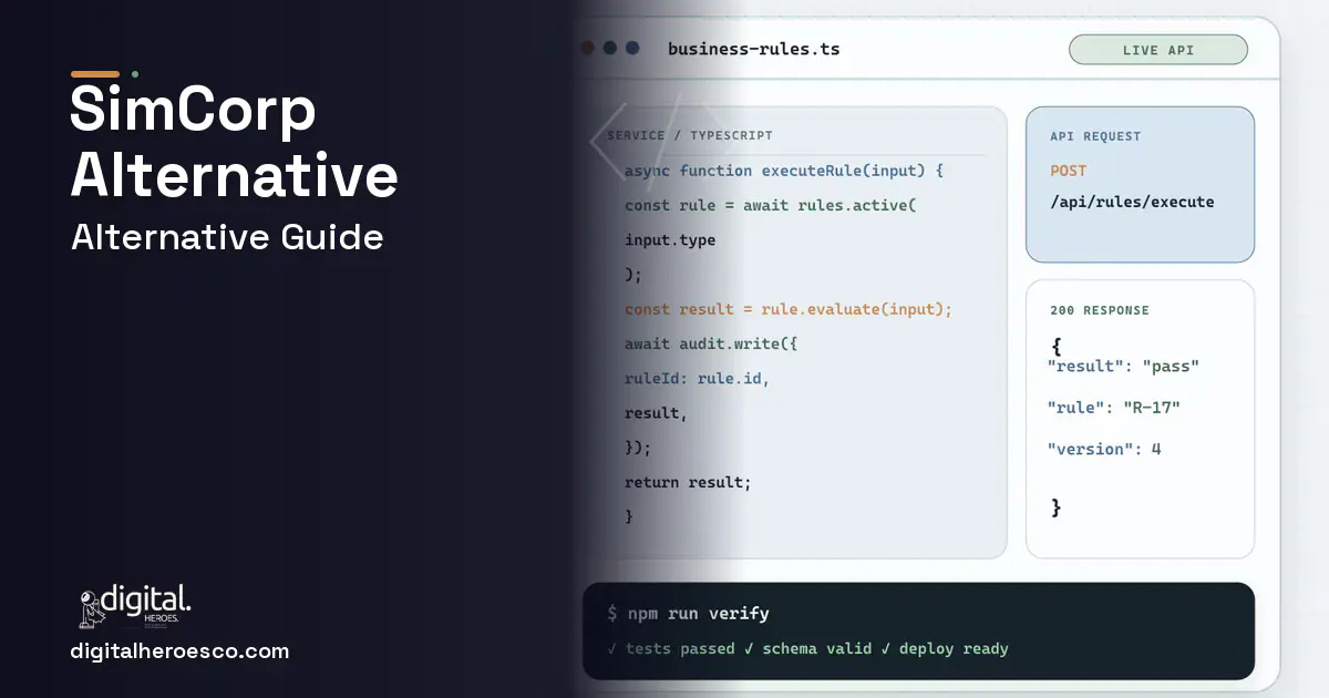 Custom Software Development code editor and API illustration for SimCorp Alternatives for Investment Managers.