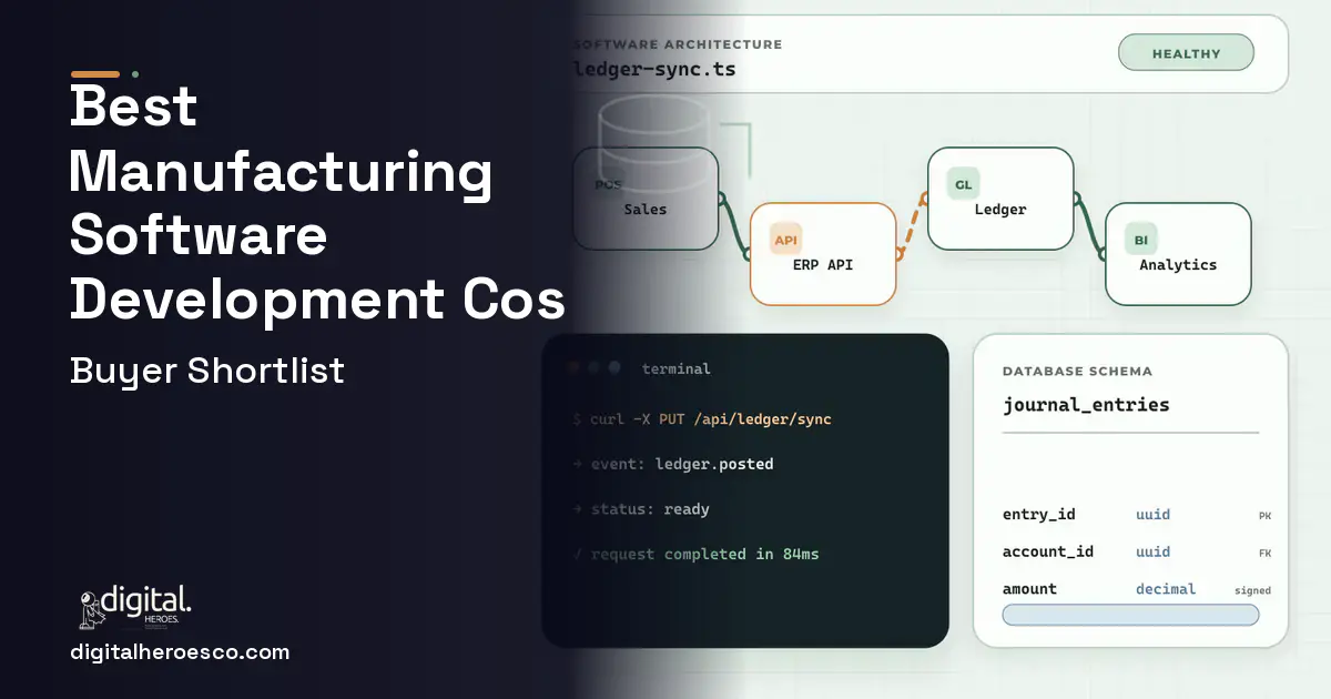 ERP Development architecture and database illustration for Best Manufacturing Software Development Companies.