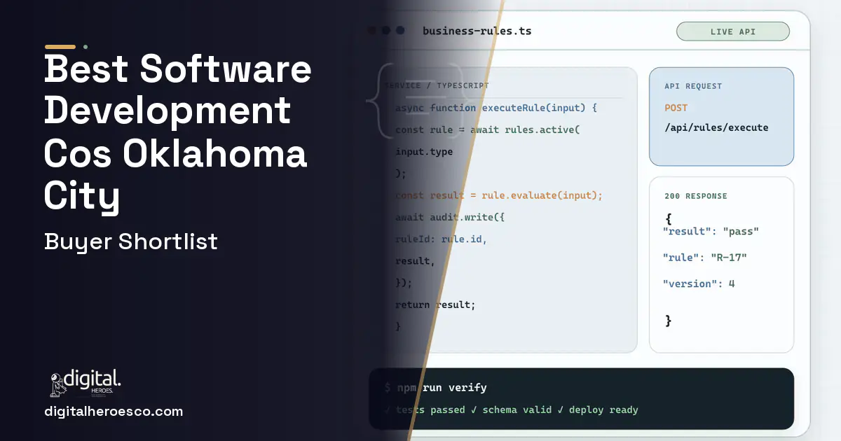 Custom Software Development code editor and API illustration for Best Software Development Companies Oklahoma City OK.