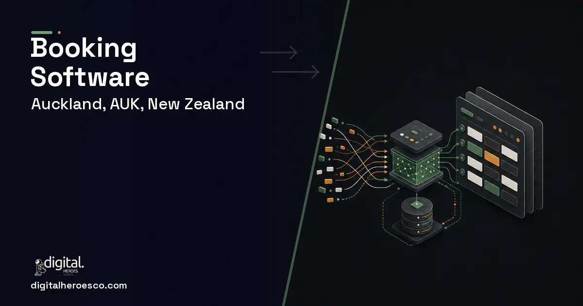 Booking Software workflow illustration for Auckland, AUK, New Zealand.