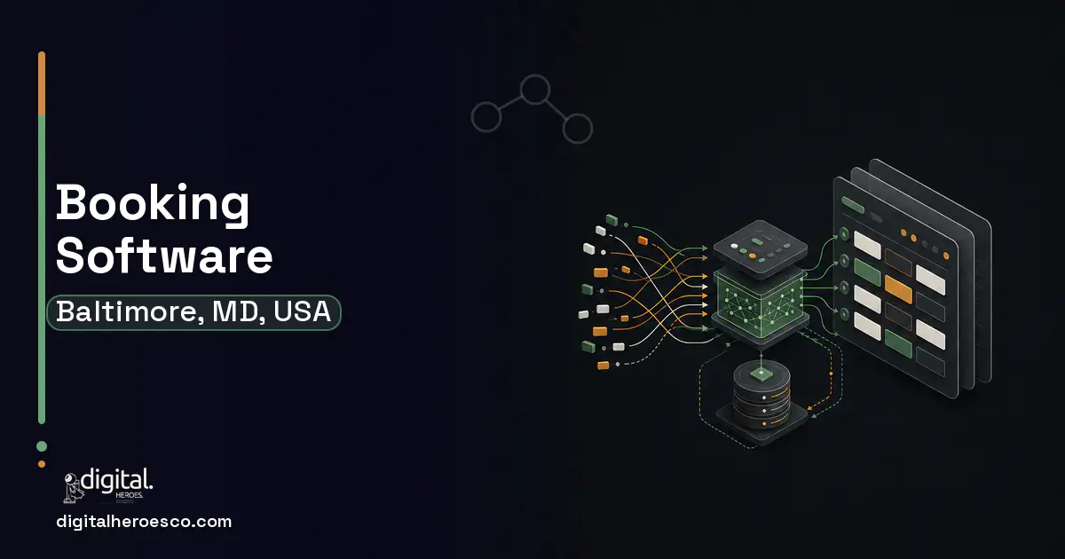 Booking Software workflow illustration for Baltimore, MD, USA.