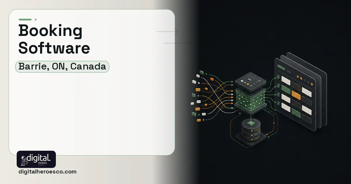Booking Software workflow illustration for Barrie, ON, Canada.