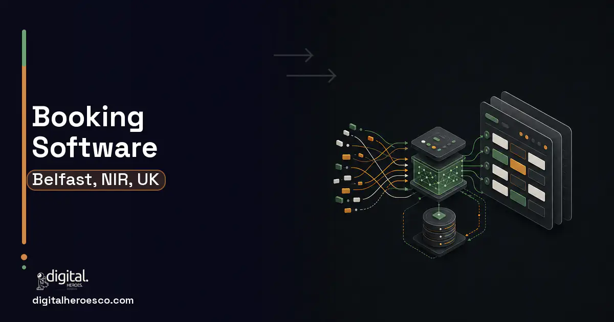 Booking Software workflow illustration for Belfast, NIR, UK.