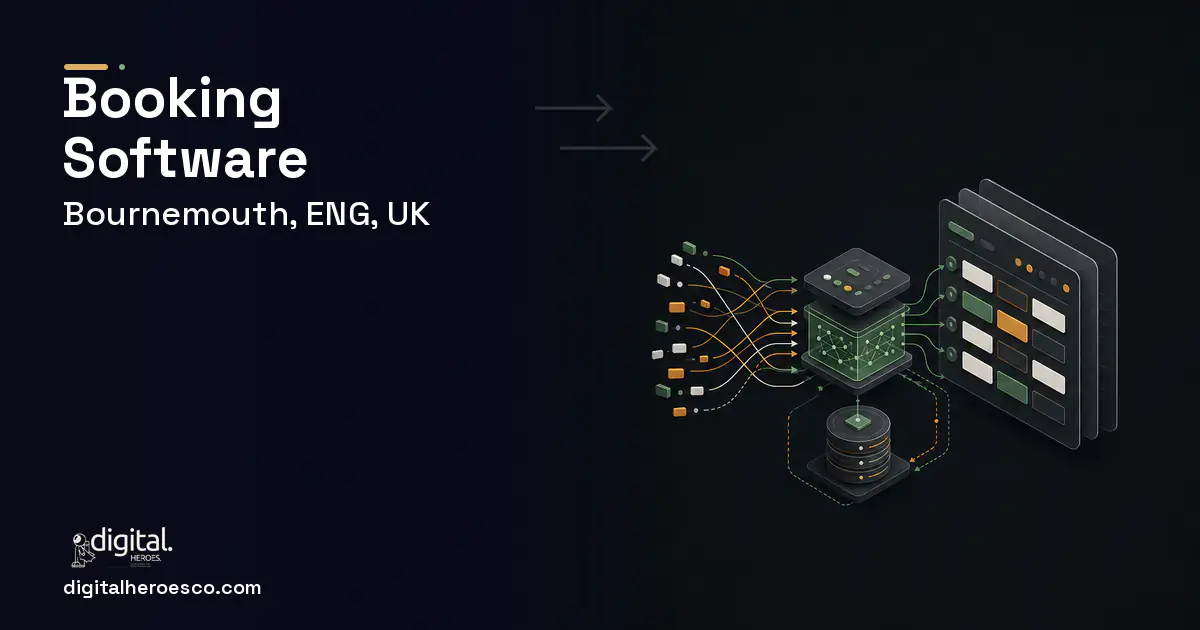 Booking Software workflow illustration for Bournemouth, ENG, UK.