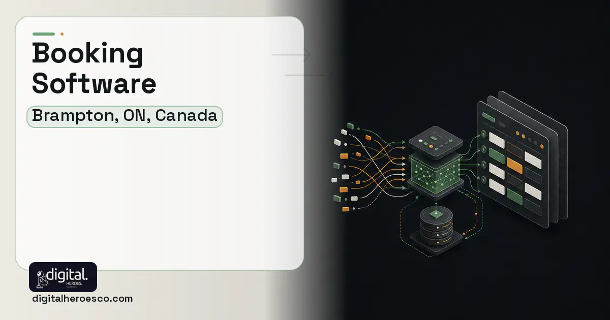 Booking Software workflow illustration for Brampton, ON, Canada.