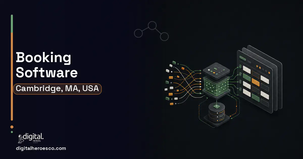 Booking Software workflow illustration for Cambridge, MA, USA.