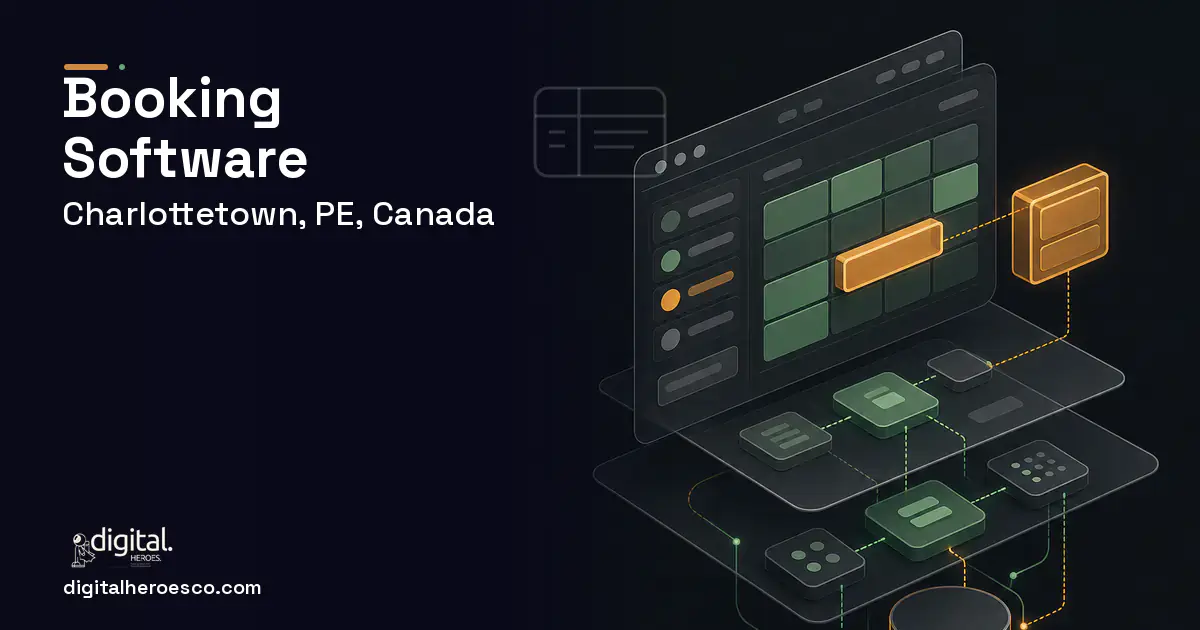 Booking Software product interface illustration for Charlottetown, PE, Canada.