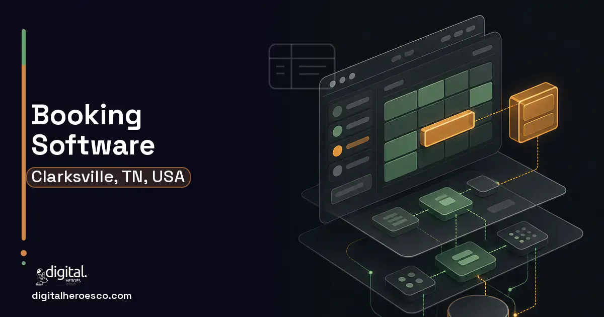 Booking Software product interface illustration for Clarksville, TN, USA.