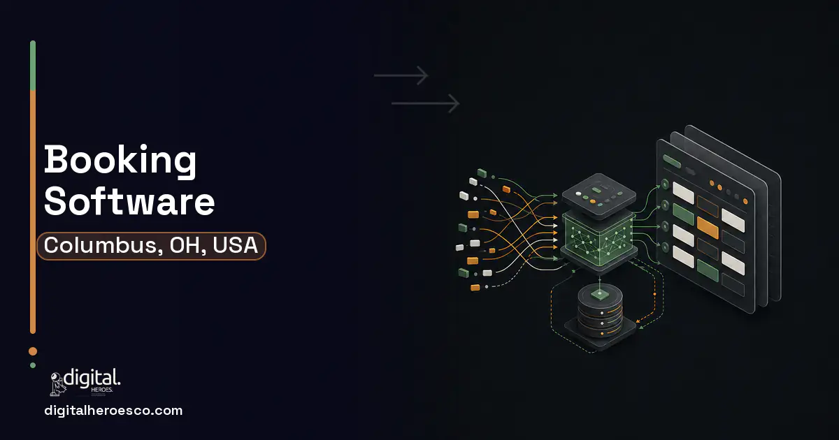 Booking Software workflow illustration for Columbus, OH, USA.