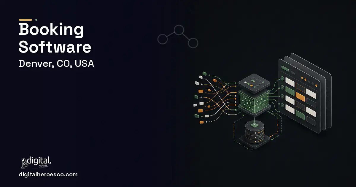 Booking Software workflow illustration for Denver, CO, USA.