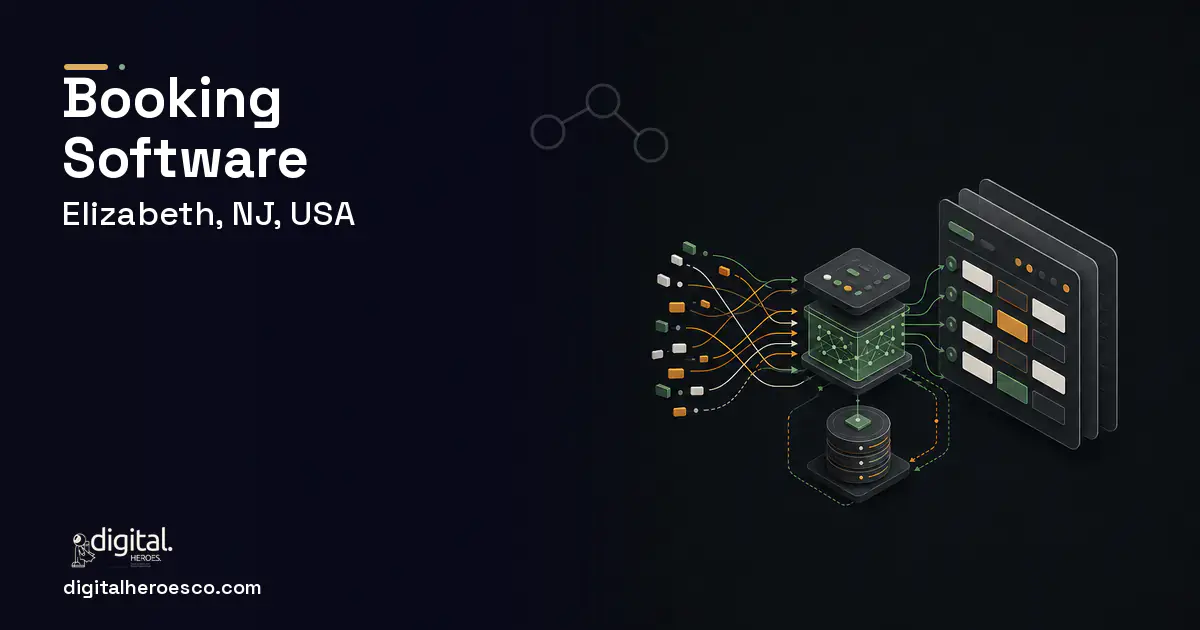 Booking Software workflow illustration for Elizabeth, NJ, USA.