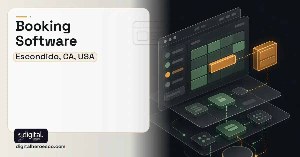 Booking Software product interface illustration for Escondido, CA, USA.