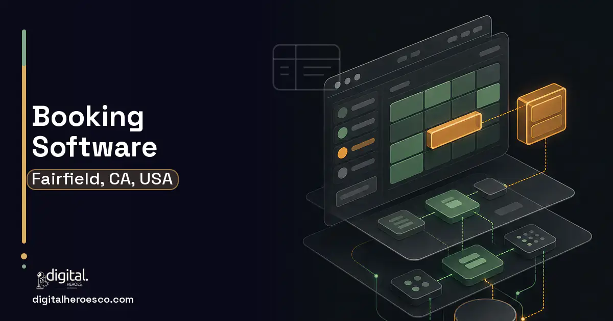 Booking Software product interface illustration for Fairfield, CA, USA.