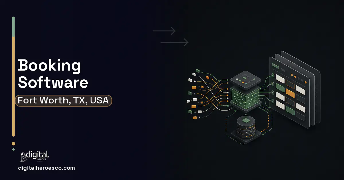 Booking Software workflow illustration for Fort Worth, TX, USA.