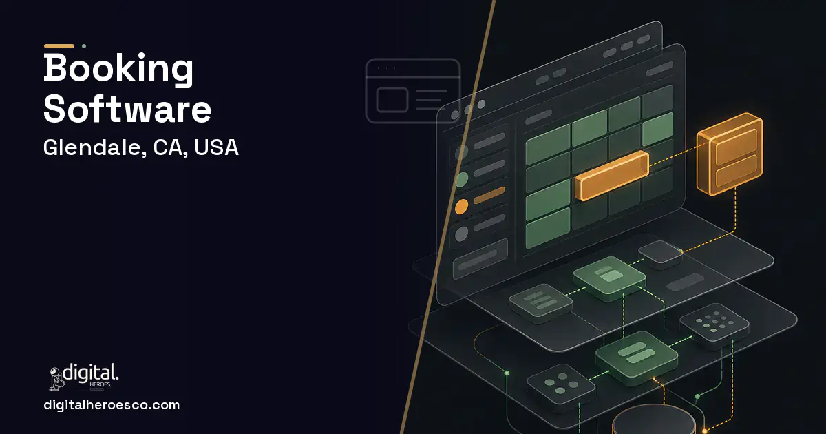 Booking Software product interface illustration for Glendale, CA, USA.