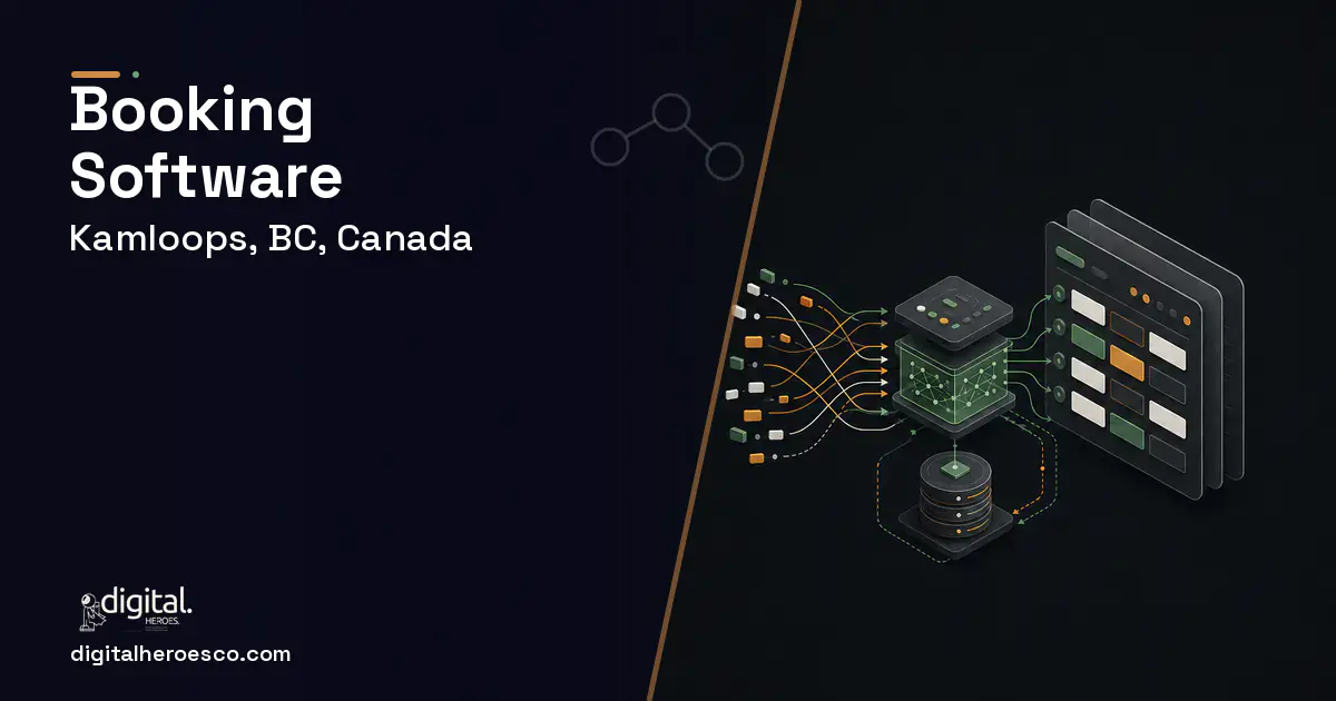 Booking Software workflow illustration for Kamloops, BC, Canada.