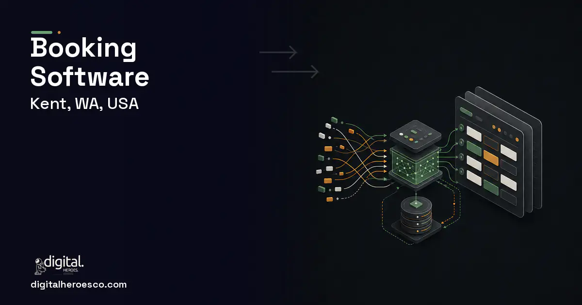 Booking Software workflow illustration for Kent, WA, USA.