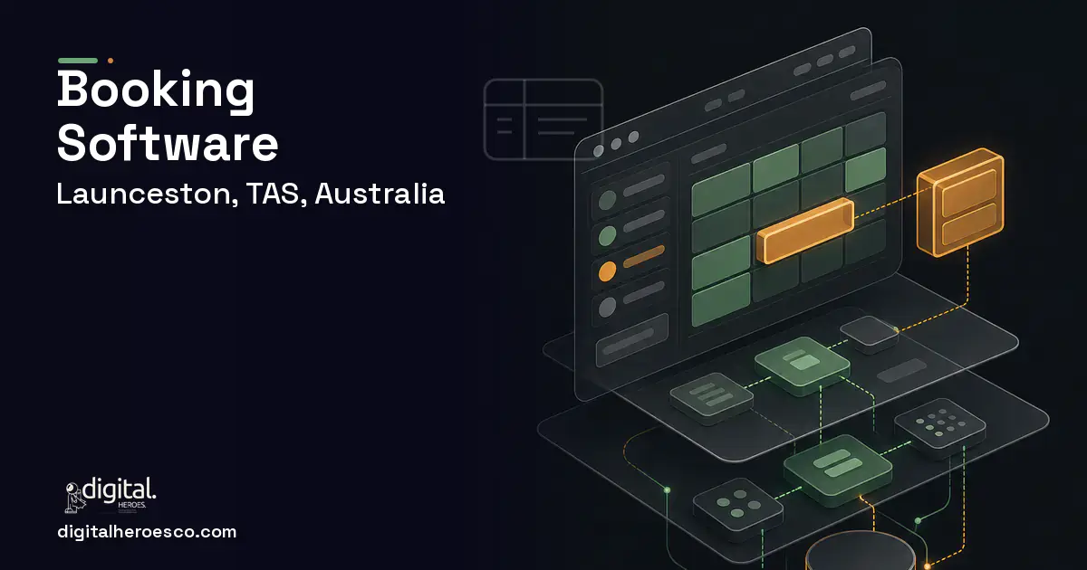 Booking Software product interface illustration for Launceston, TAS, Australia.