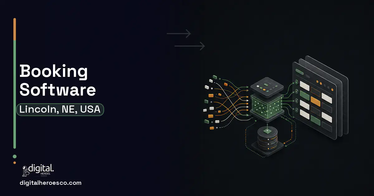 Booking Software workflow illustration for Lincoln, NE, USA.