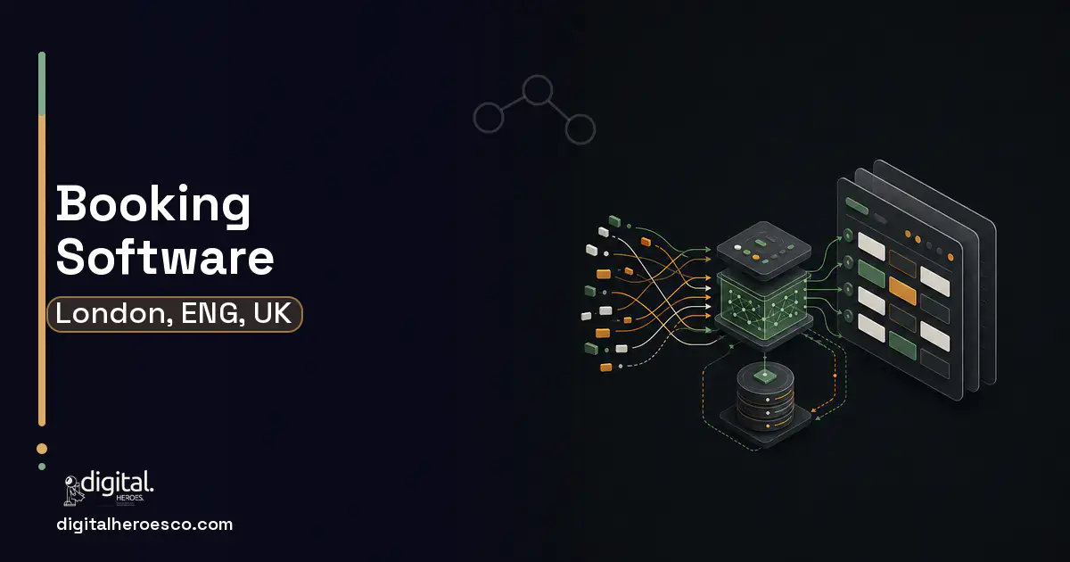 Booking Software workflow illustration for London, ENG, UK.