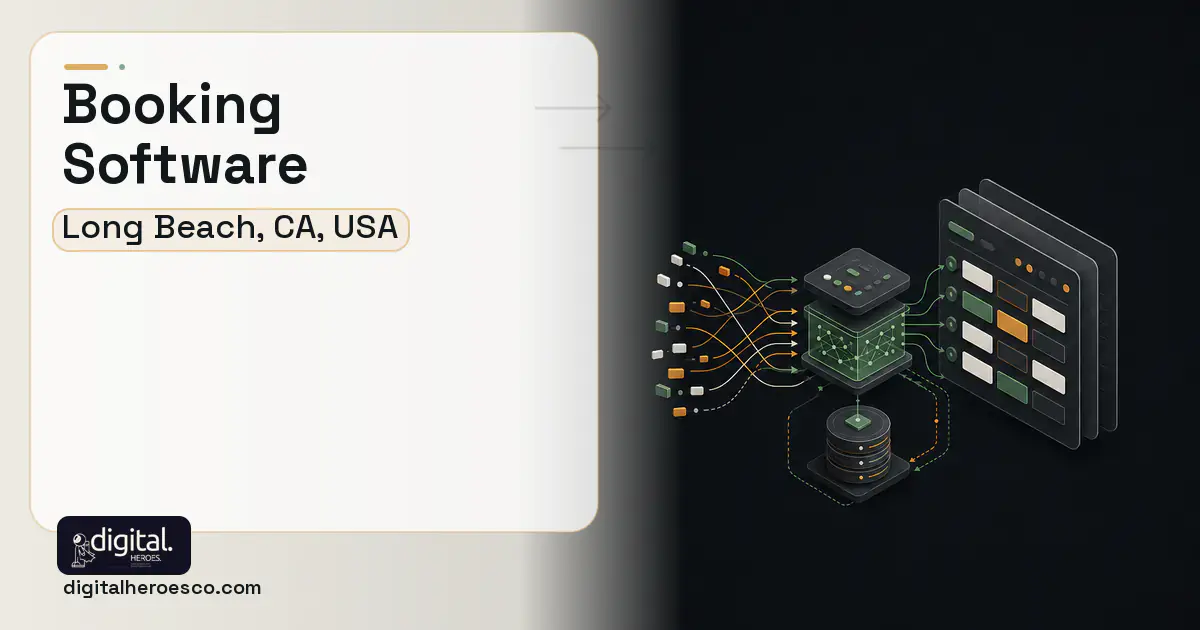 Booking Software workflow illustration for Long Beach, CA, USA.