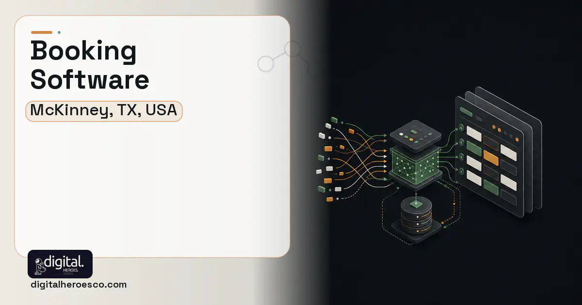 Booking Software workflow illustration for McKinney, TX, USA.