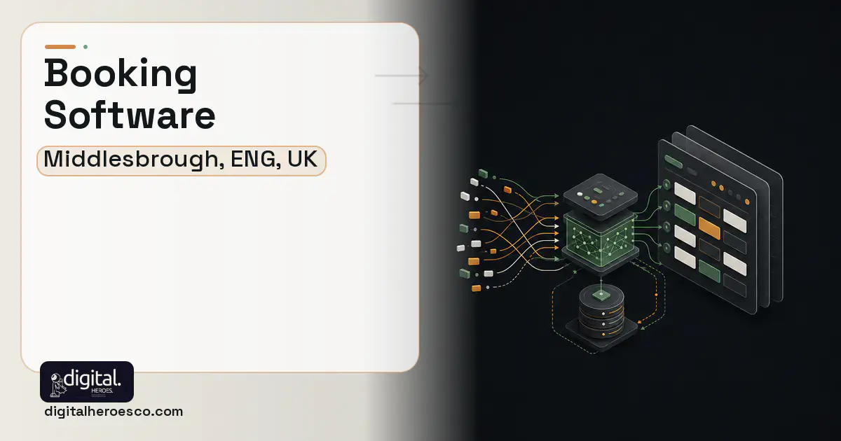 Booking Software workflow illustration for Middlesbrough, ENG, UK.
