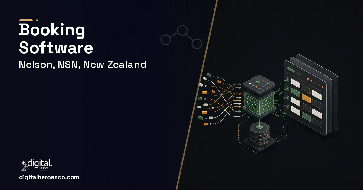 Booking Software workflow illustration for Nelson, NSN, New Zealand.