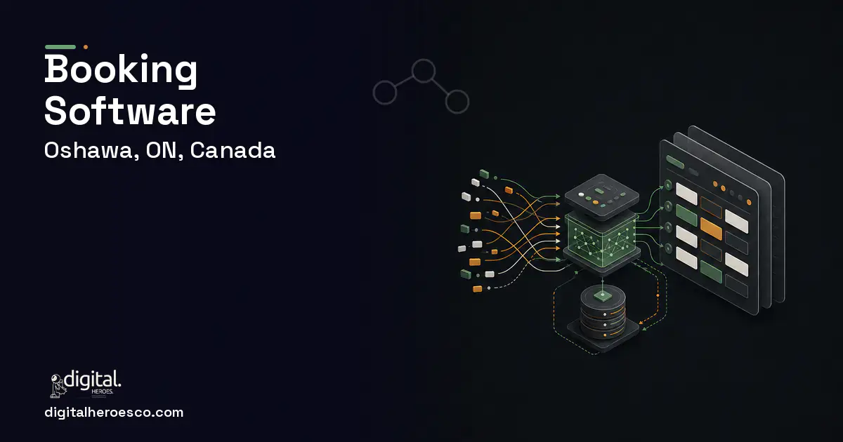 Booking Software workflow illustration for Oshawa, ON, Canada.