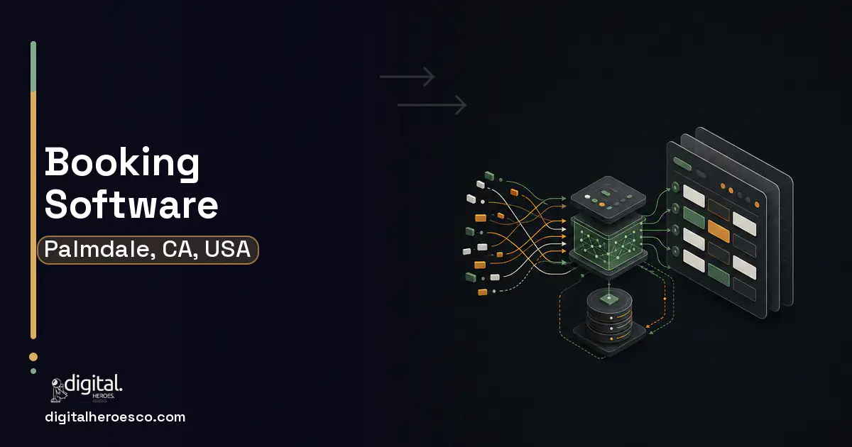Booking Software workflow illustration for Palmdale, CA, USA.