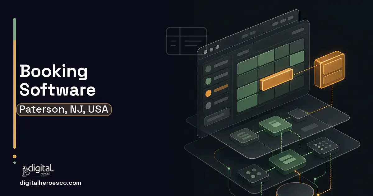 Booking Software product interface illustration for Paterson, NJ, USA.