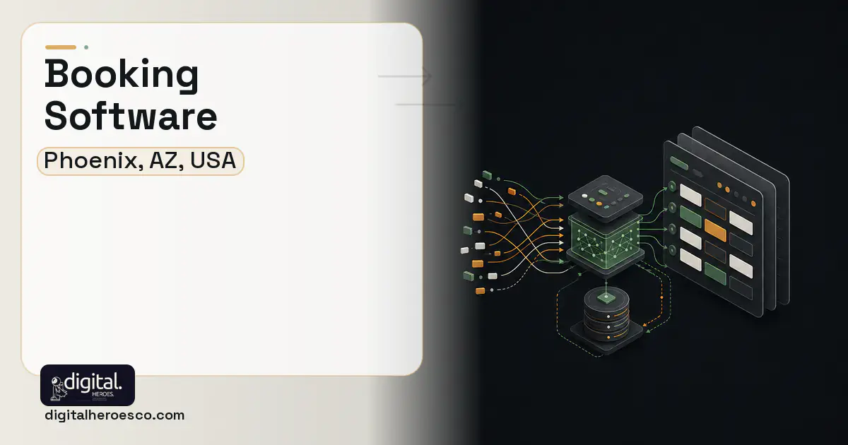 Booking Software workflow illustration for Phoenix, AZ, USA.