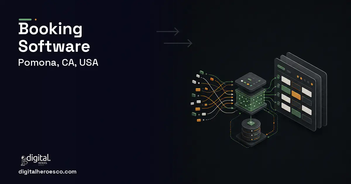 Booking Software workflow illustration for Pomona, CA, USA.